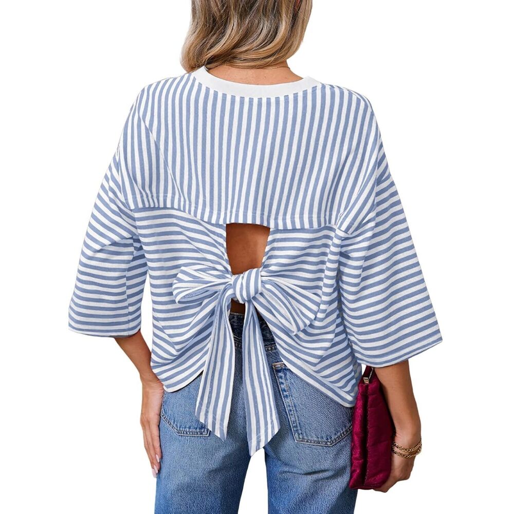 Womens Summer Short Sleeve Tops Fashion 2026 Crewneck Casual Loose